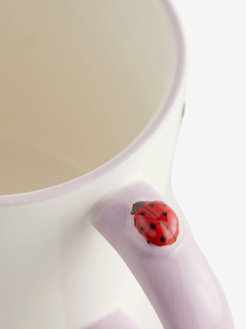 Purple floral wildlife stoneware mug, imported from the UK