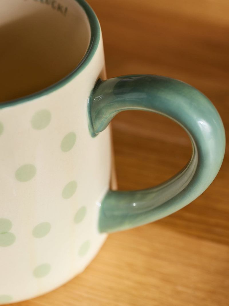 Sage Green Pat the Chicken mug (British brand)