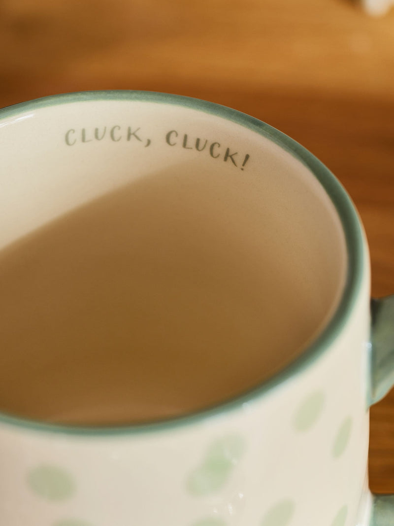 Sage Green Pat the Chicken mug (British brand)