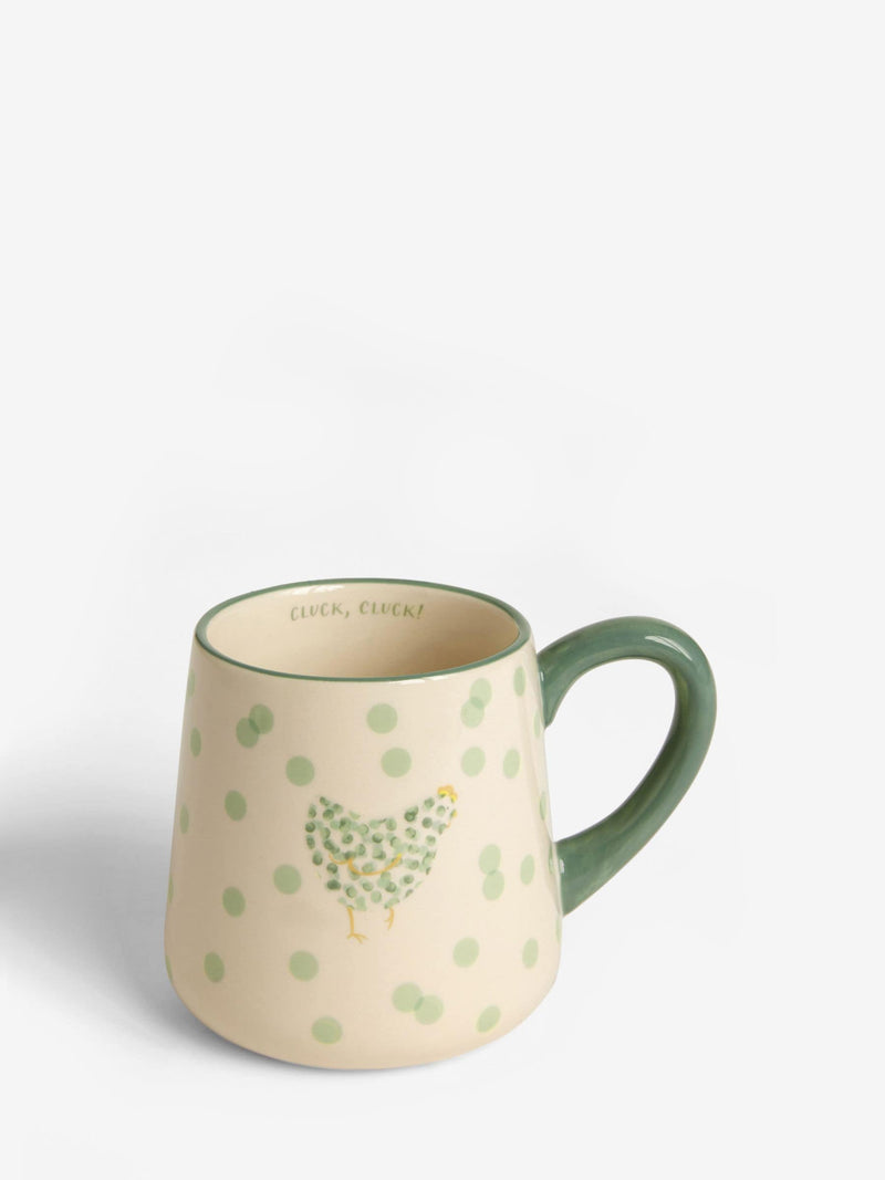 Sage Green Pat the Chicken mug (British brand)