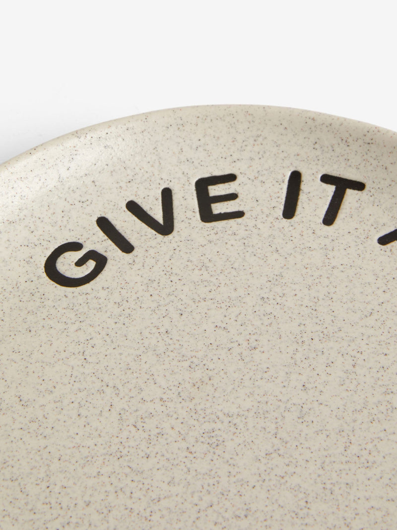 Grey slogan spoon rest stoneware kitchen accessory 14cm x 13.5cm x 2cm, UK version