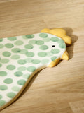Sage green Pat the Chicken ceramic trivet 24x21x1cm (British brand)