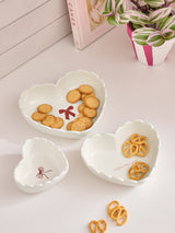 Next White Heart Shaped Stacking Nibble Bowls Ceramic Bowls Set of 3- Buy online at McGrocer