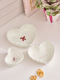 White heart shaped stacking nibble bowls set of 3 (British brand)