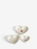 White heart shaped stacking nibble bowls set of 3 (British brand)