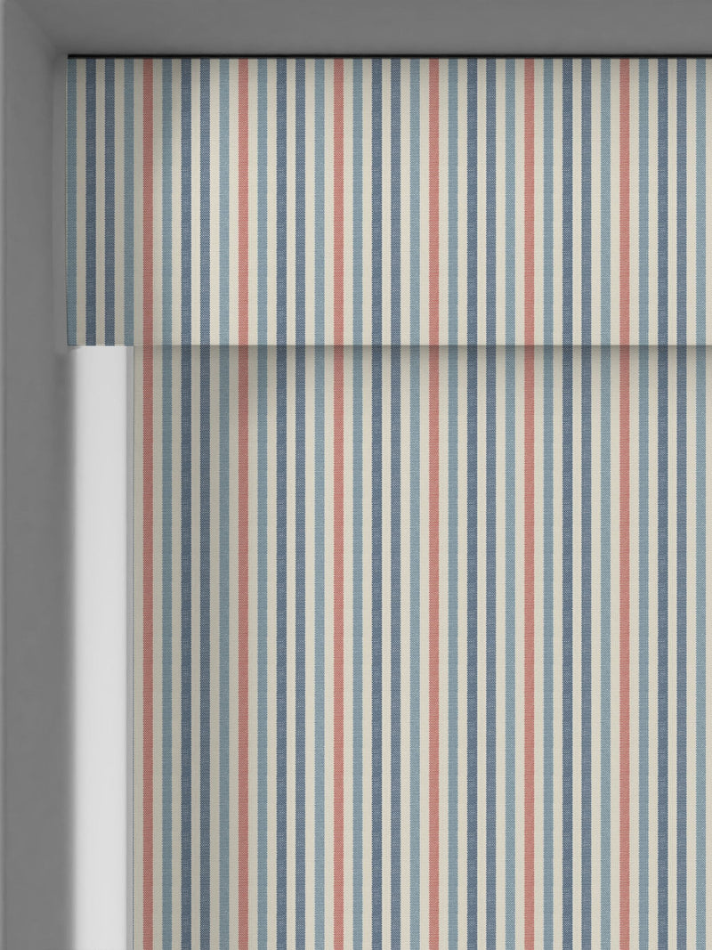 Emily Bond blue Cornish Stripe roller blind (British brand)