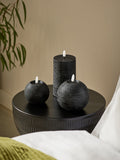 Black real wax LED candles set of three, 15cm height (British brand)