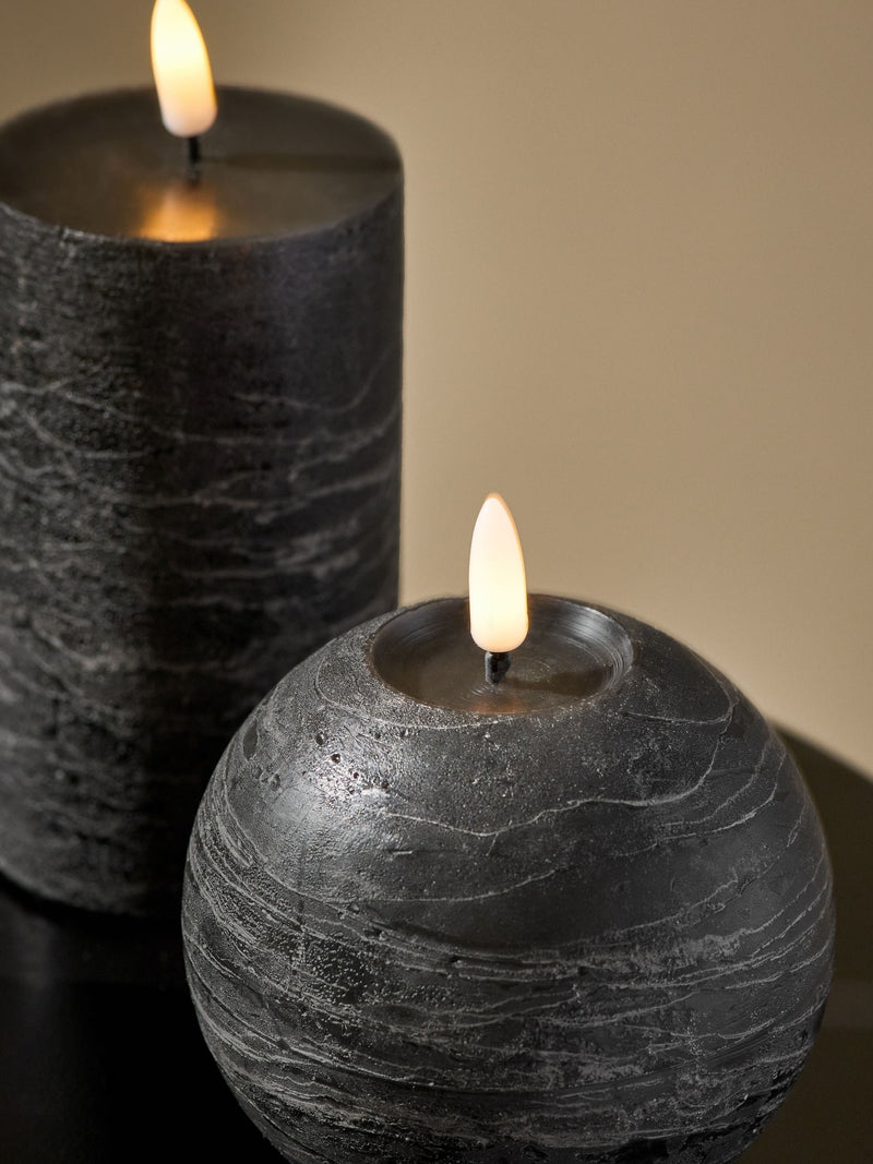 Black real wax LED candles set of three, 15cm height (British brand)
