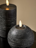 Black real wax LED candles set of three, 15cm height (British brand)