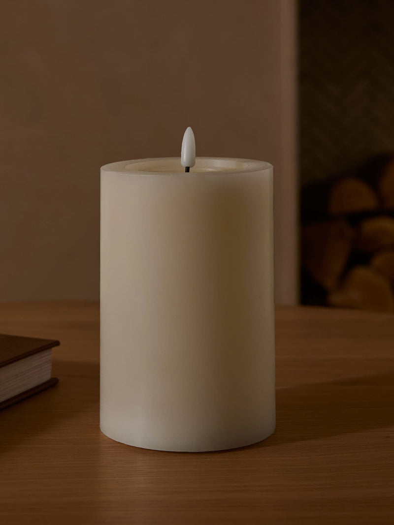 Ivory Large LED Pillar Candle 15cm, UK version