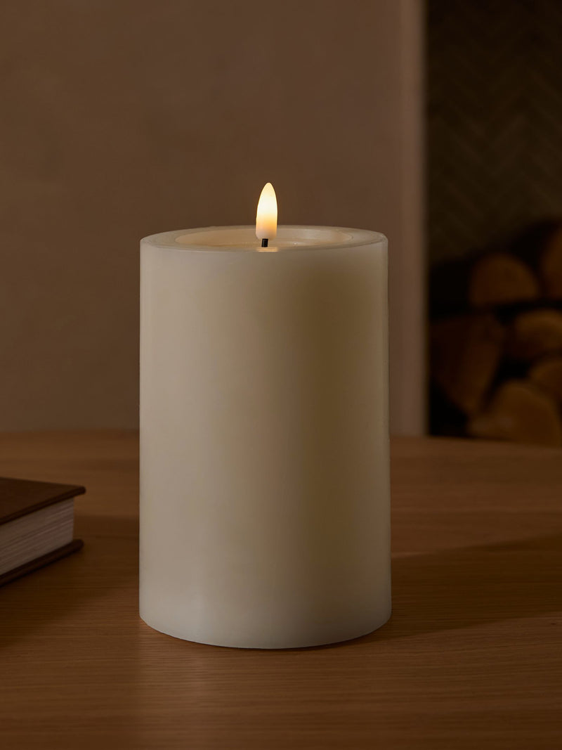 Ivory Large LED Pillar Candle 15cm, UK version