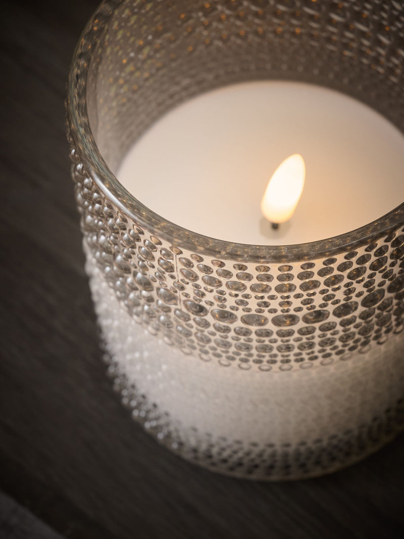 Smoke Grey Glass Large LED Pillar Candle