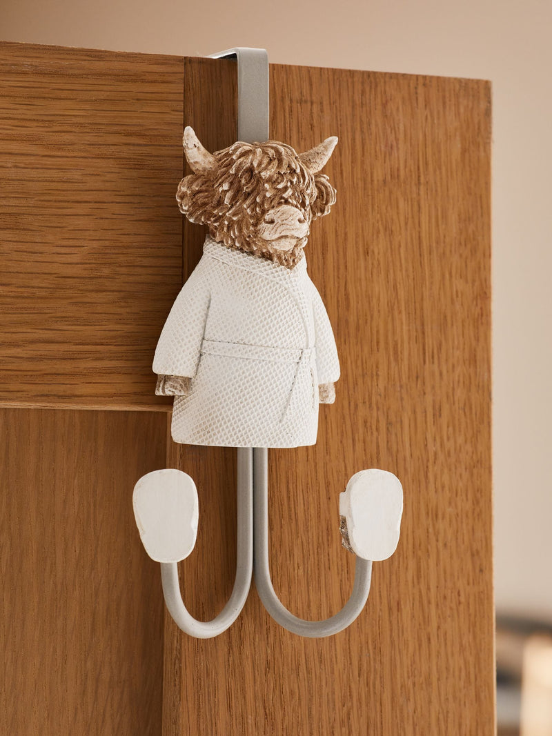 Hamish Highland cow over-door hook for bathroom, 18x9x8.5cm, imported from the UK
