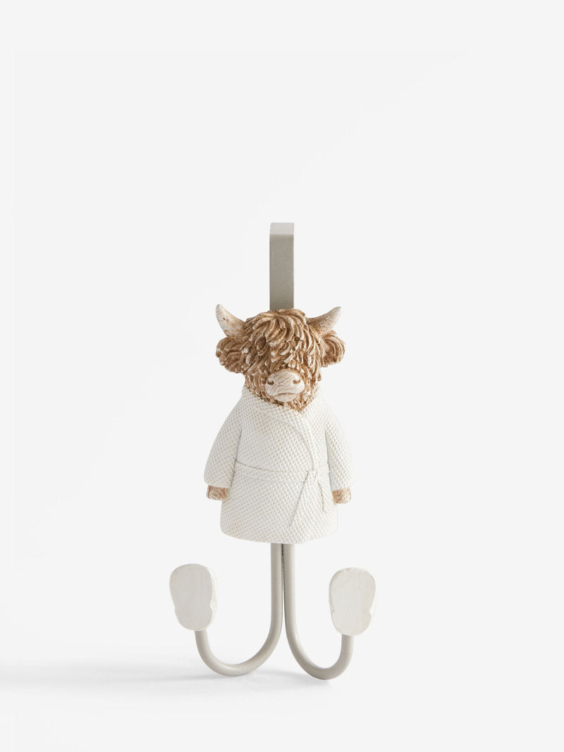 Hamish Highland cow over-door hook for bathroom, 18x9x8.5cm, imported from the UK