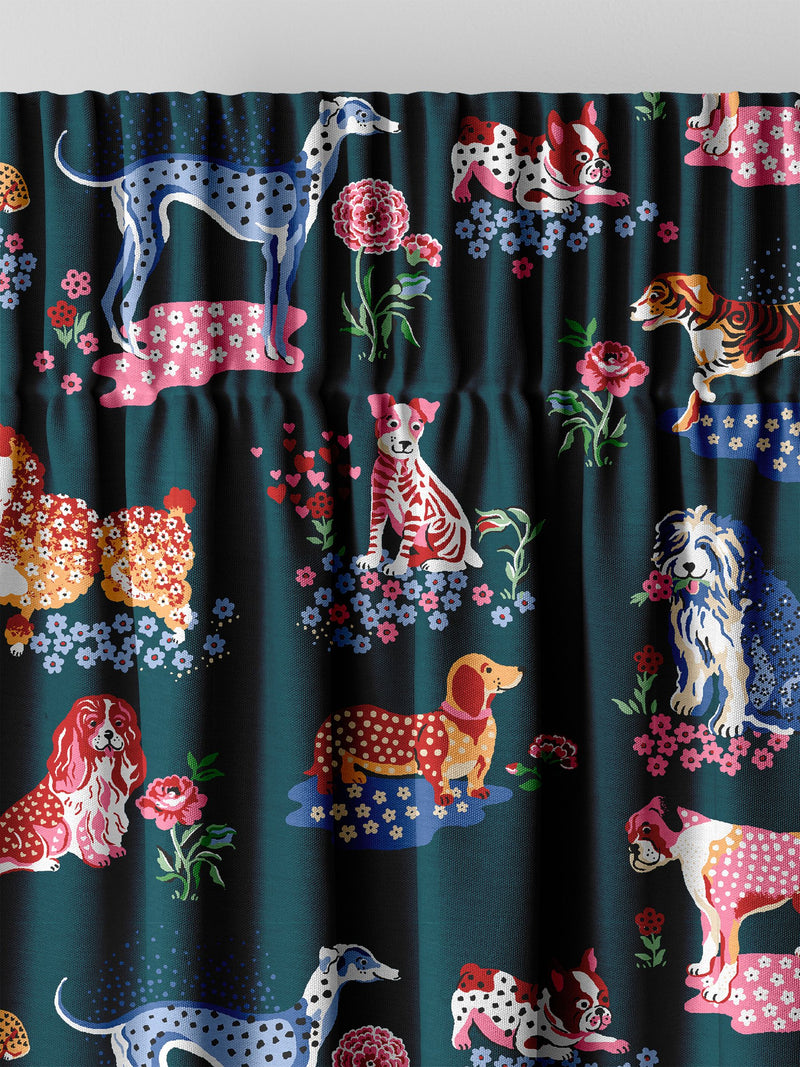 Cath Kidston teal green puppy fields made to measure curtains, UK version