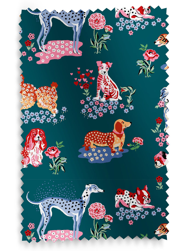 Cath Kidston teal green puppy fields made to measure curtains, UK version