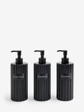 Set of three black rib refillable dispenser bottles - British product