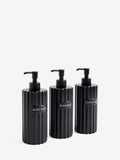 Set of three black rib refillable dispenser bottles - British product