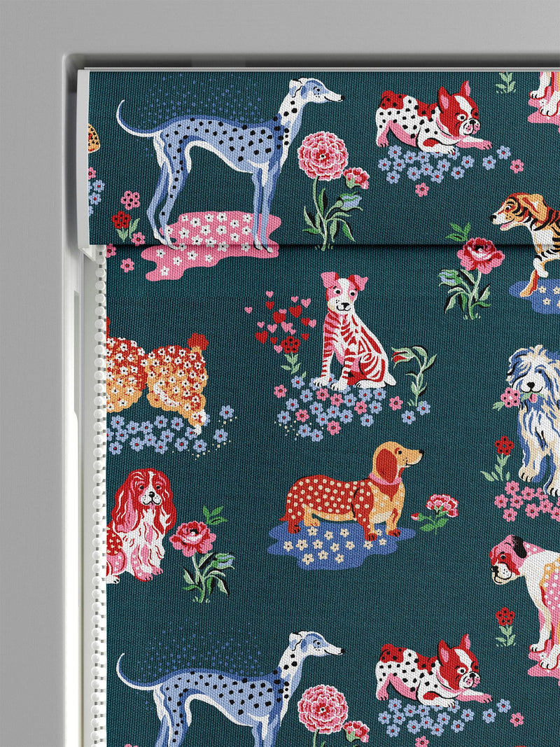 Cath Kidston Roman Blind Teal Blue Puppy Fields, imported from the UK