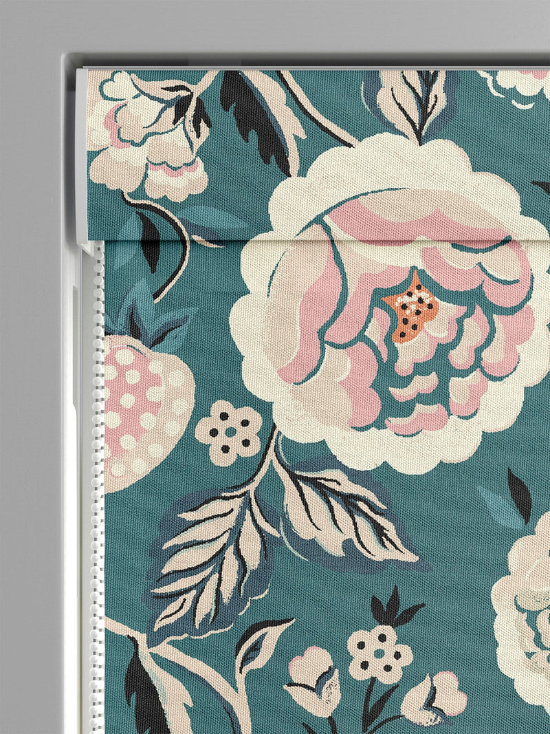 Cath Kidston Strawberry Gardens roman blind teal blue - British product