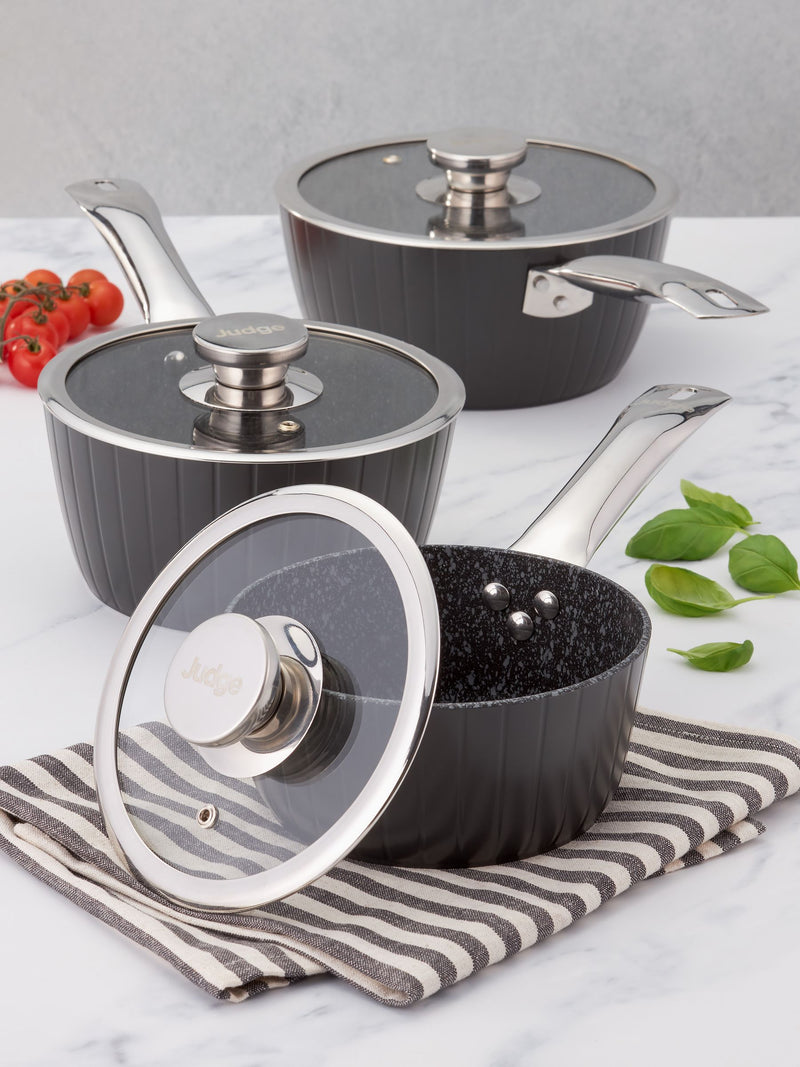 Judge Dark Grey Evertough 3 piece saucepan set, UK version