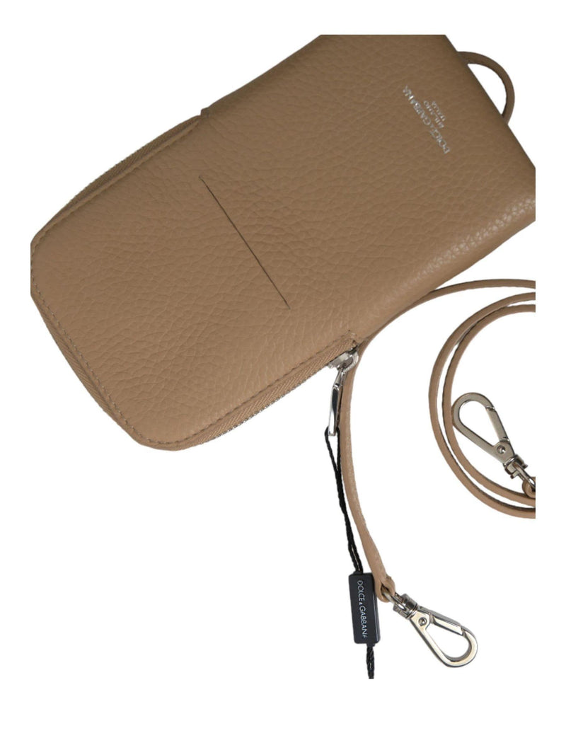 Dolce & Gabbana beige leather crossbody phone bag - British product