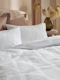 White wave embossed duvet cover and pillowcase set (British brand)