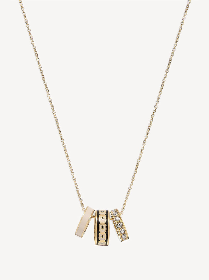 COACH Black Enamel C Chain Rondell Necklace - British product