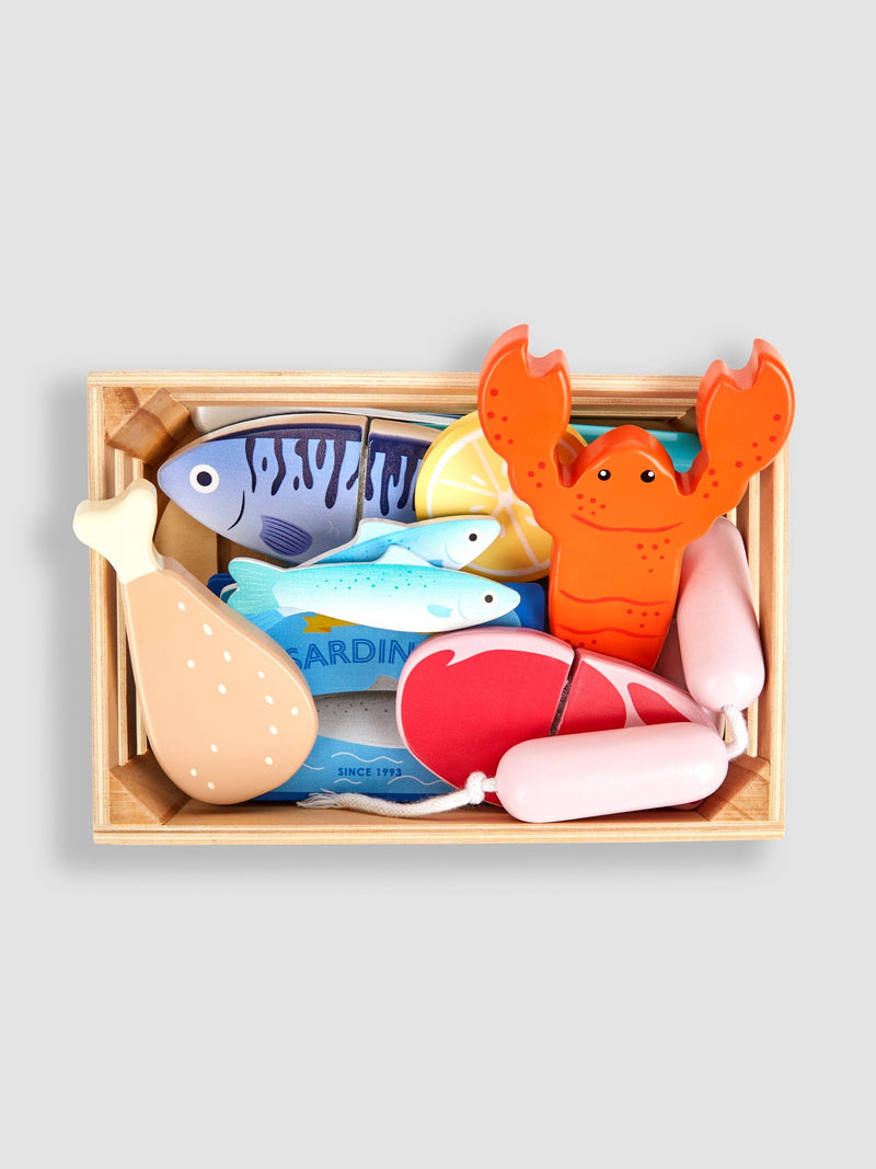 JoJo Maman Bébé wooden seafood play set (British brand)
