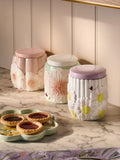 Pastel lila floral storage jars set of 3 (British brand)