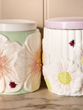 Pastel lila floral storage jars set of 3 (British brand)