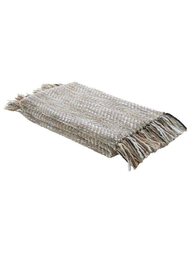 Laura Ashley Natural Liberton textured woven throw 170x130cm, UK version