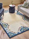 Nina Campbell blue Fergana wool tufted rug - British product