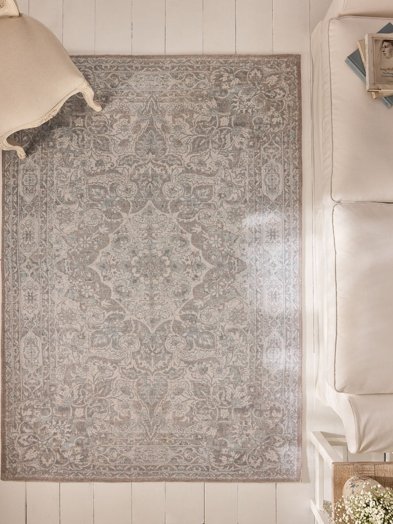 Shabby Chic Blue Skylark rug, imported from the UK