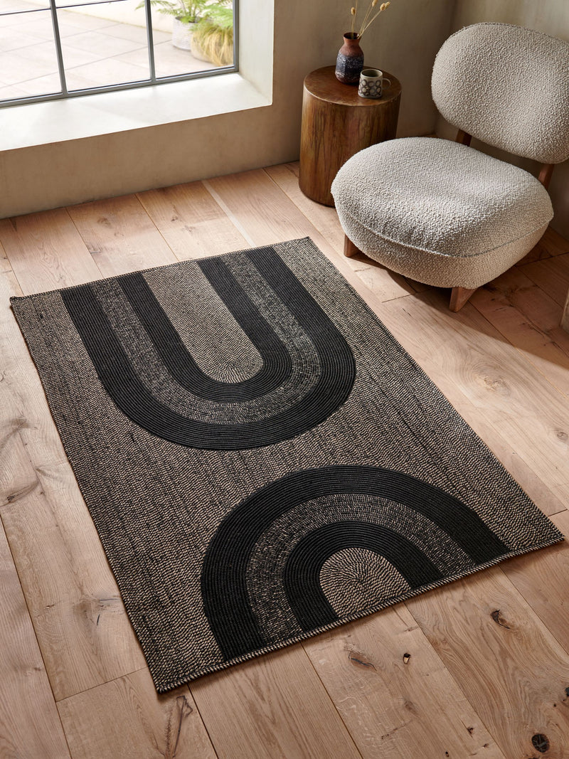 French Connection Black Swati jute rug, UK version