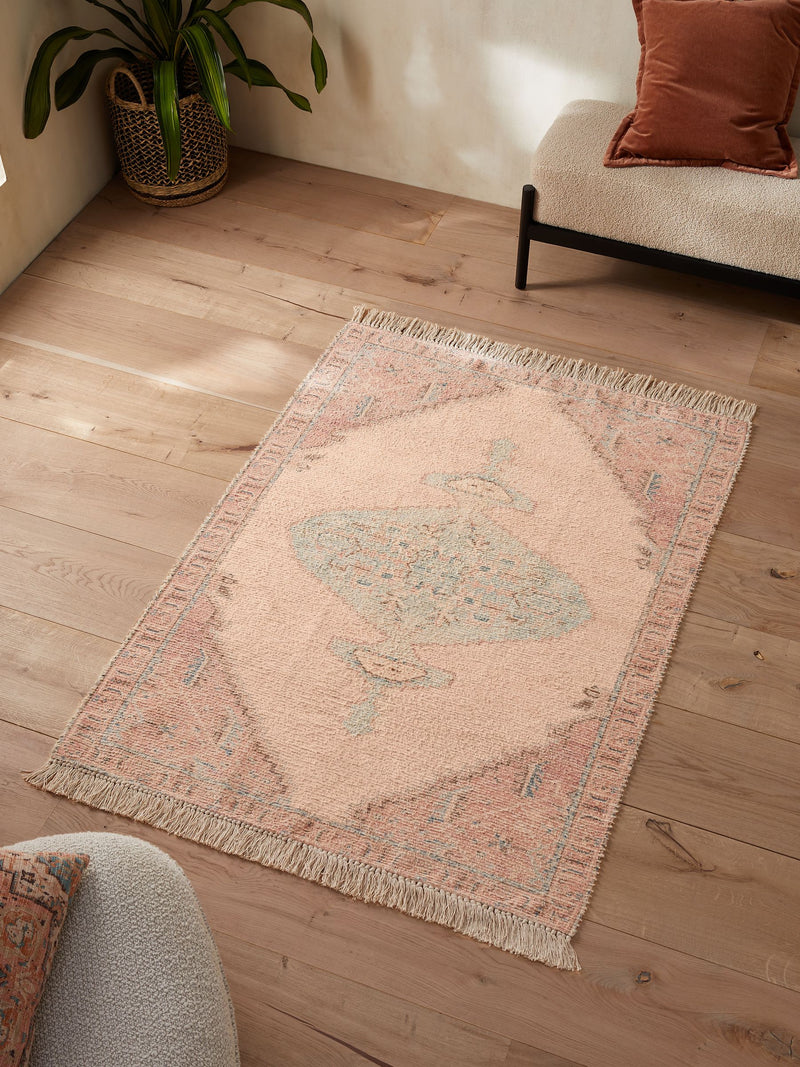 French Connection pink Avanti printed chenille rug, UK version