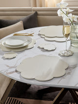 Next Cream Flower Faux Leather Placemats and Coasters 8-Piece Set- Buy online at McGrocer