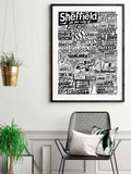 Sketchbook Design Sheffield landmarks framed art print A3 (British brand)