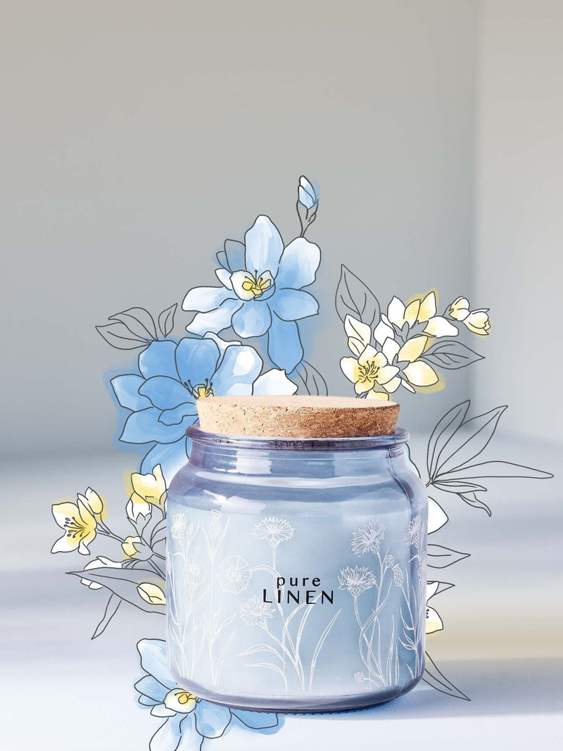 Marine and gardenia jar candle 10cm height, imported from the UK