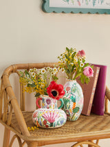 Next Lucy Tiffney Set of 2 Cream/Pink/Green Floral Ceramic Vases- Buy online at McGrocer