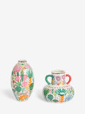 Lucy Tiffney floral ceramic vases in cream, pink, and green, UK version