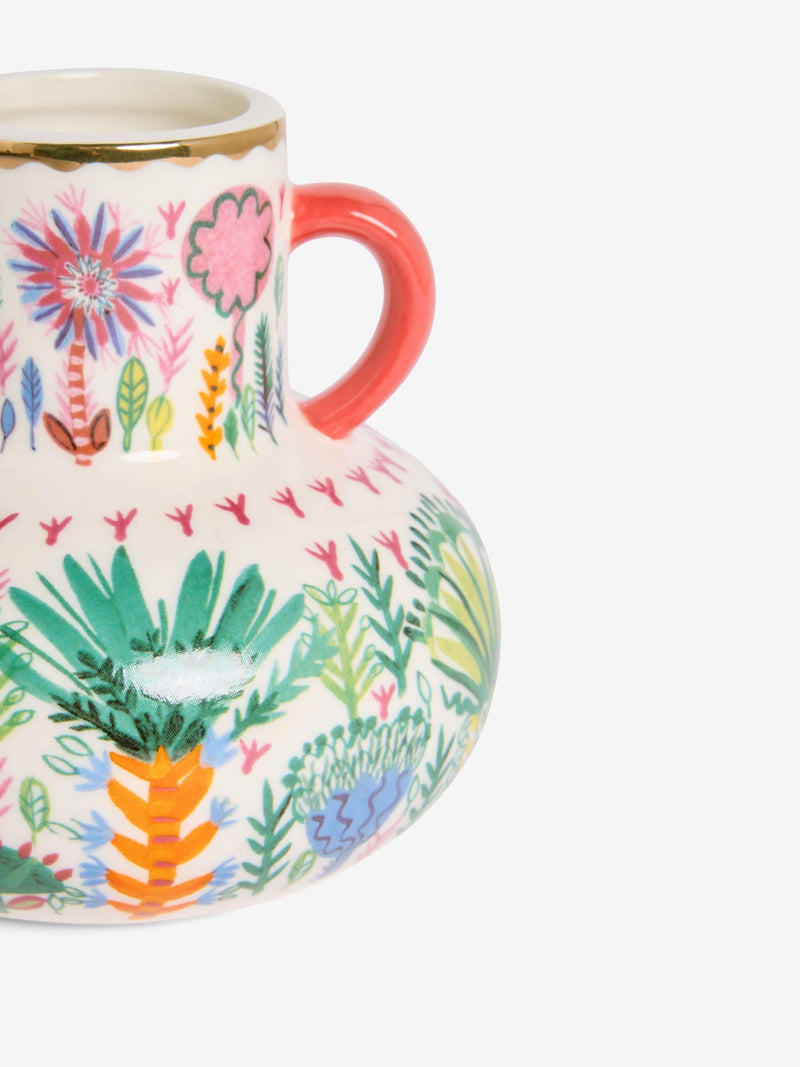 Lucy Tiffney floral ceramic vases in cream, pink, and green, UK version