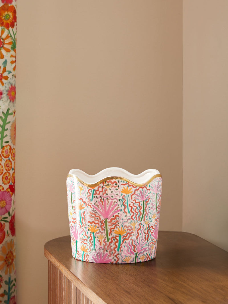 Lucy Tiffney pink large wiggle ceramic planter, UK version