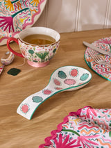 Next Lucy Tiffney Cream/Pink/Green Floral Ceramic Spoon Rest Medium- Buy online at McGrocer