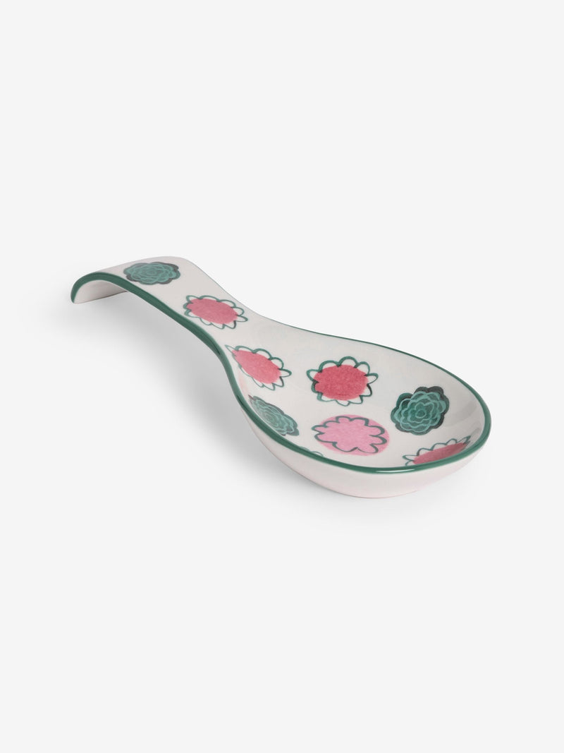 Lucy Tiffney cream/pink/green floral spoon rest medium, UK version