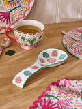 Lucy Tiffney cream/pink/green floral spoon rest medium, UK version