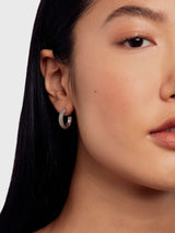 Ted Baker Dotty Hoop Earrings Silver Tone Plain Metal