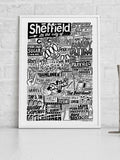 Sketchbook Design Sheffield landmarks art print A4 (British brand)