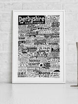 Next Sketchbook Design Black Derbyshire Landmarks Illustration Framed Wall Art Print, A3- Buy online at McGrocer