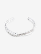 Silver Tone Twist Sparkle Cuff Bracelet